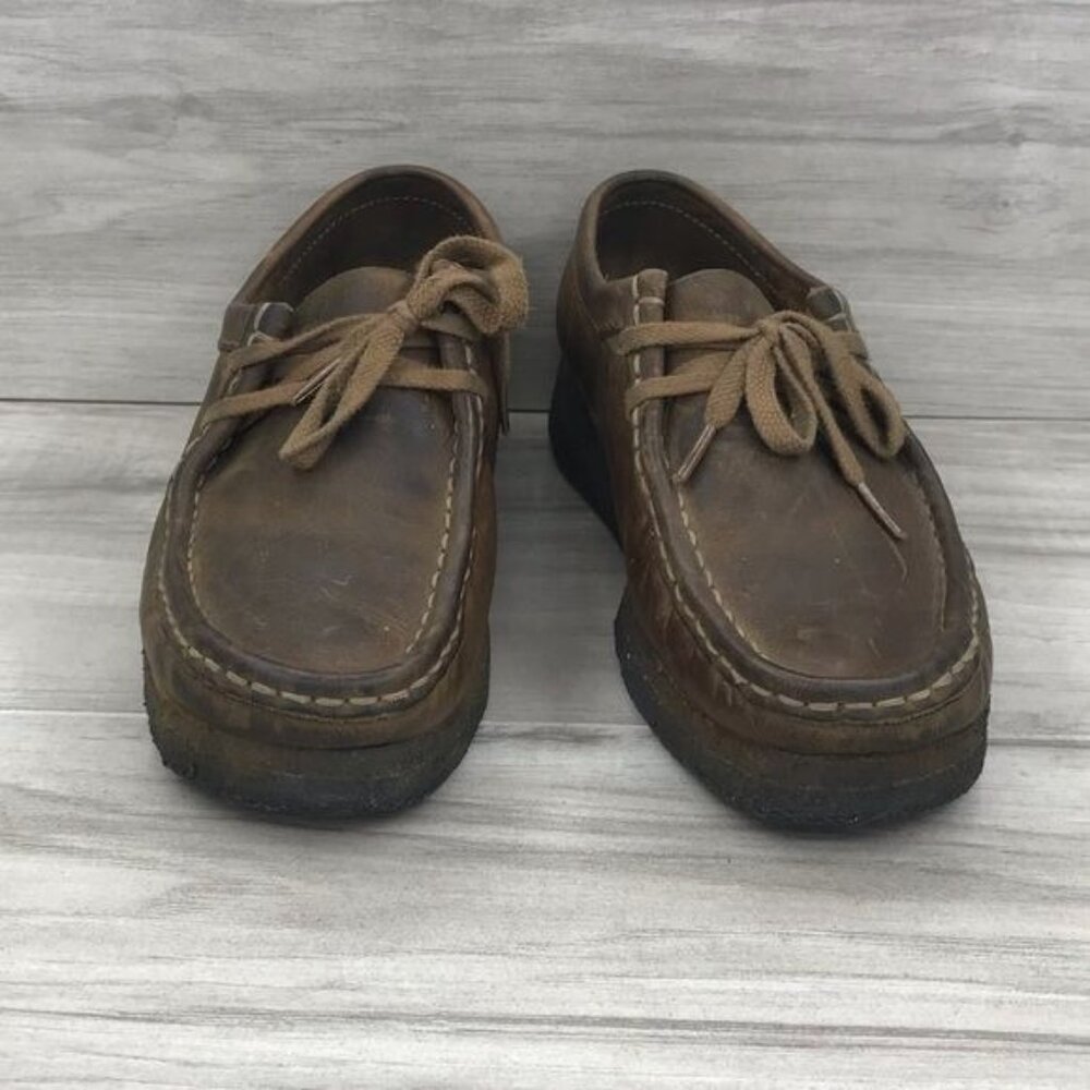 Clarks Brown Leather Wallabee-Style Flats - Picture 4 of 12